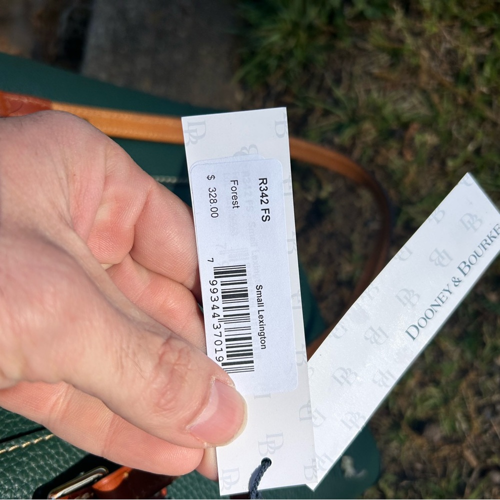 Dooney & Bourke Forest Green Pebbled Tote with Tan Handles

$270 total for both - Picture 5 of 7